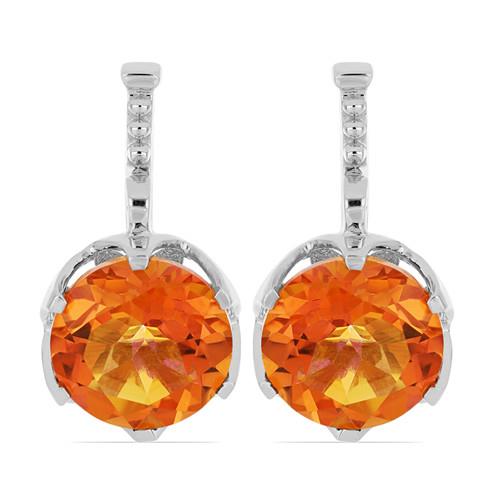 13.24 CT PADPARADSCHA QUARTZ STERLING SILVER EARRINGS #VE032375
